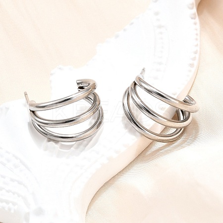 Non-Tarnish 304 Stainless Steel C-shape Stud Earrings EJEW-G298-13A-P-1