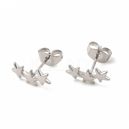 Non-Tarnish 304 Stainless Steel Star Stud Earrings for Women LS-EJEW-C004-01P-1