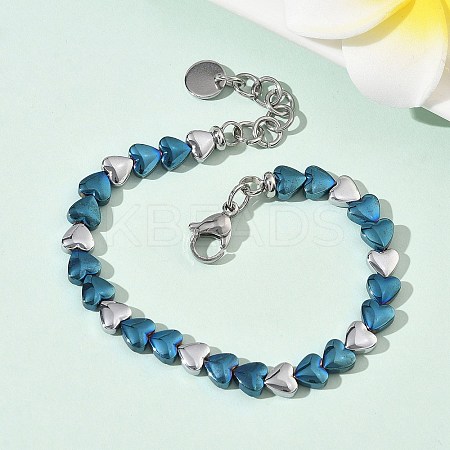 Heart Non-magnetic Synthetic Hematite Link Chain Bracelets for Women BJEW-Z148-07P-01-1