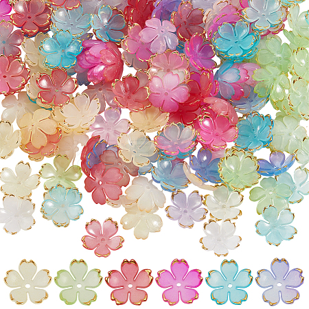 180Pcs 6 Colors Acrylic Bead Caps OACR-PA0001-15-1