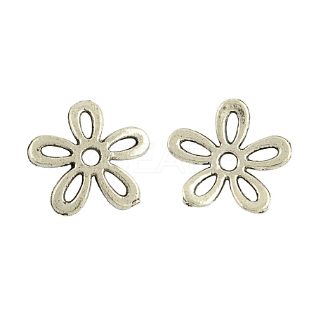 5-Petal Tibetan Style Alloy Flower Bead Caps LS-TIBEB-1064-AS-LF-1