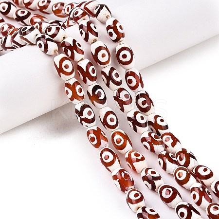 Natural Tibetan Agate 3-Eye Beads Strands G-T138-195B-1