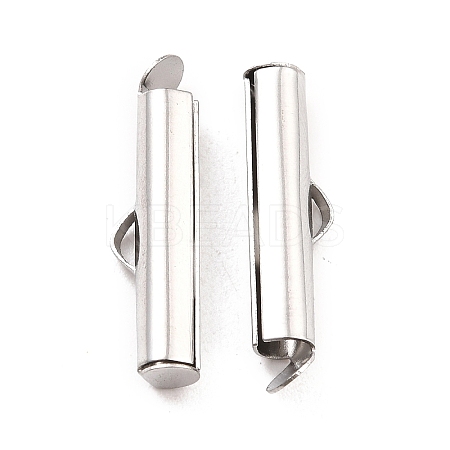 Non-Tarnish 304 Stainless Steel Slide On End Clasp Tubes X-STAS-C044-08B-P-1
