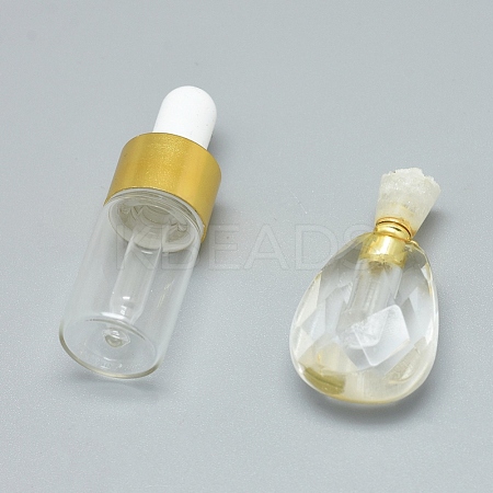 Faceted Natural Rose Quartz Openable Perfume Bottle Pendants G-E556-07A-1
