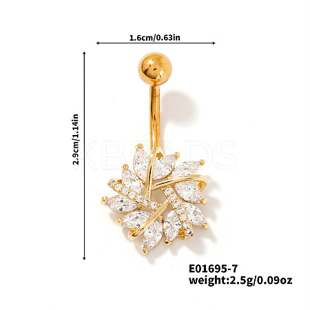 Shiny Brass Crystal Rhinestone Belly Button Rings CZ7821-7-1