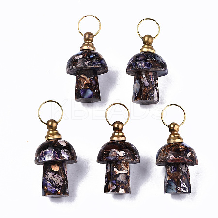 Assembled Synthetic Bronzite and Imperial Jasper Openable Perfume Bottle Pendants G-S366-057E-1