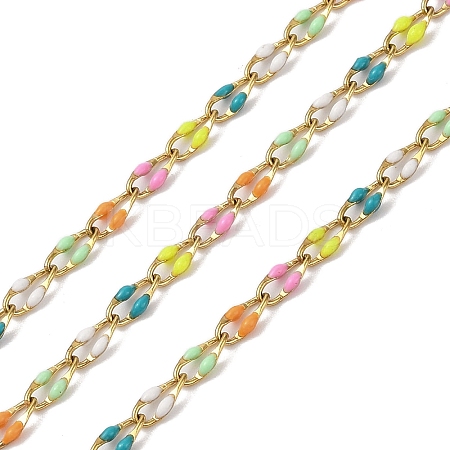Ion Plating(IP) 304 Stainless Steel Enamel Link Chain CHS-H027-01G-02-1