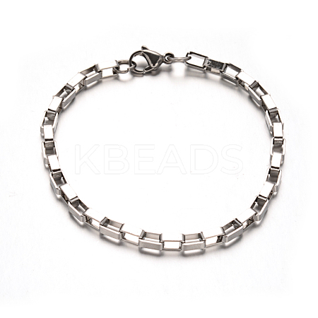 Tarnish Resistant 304 Stainless Steel Box Chain Bracelets LS-BJEW-M165-01P-1