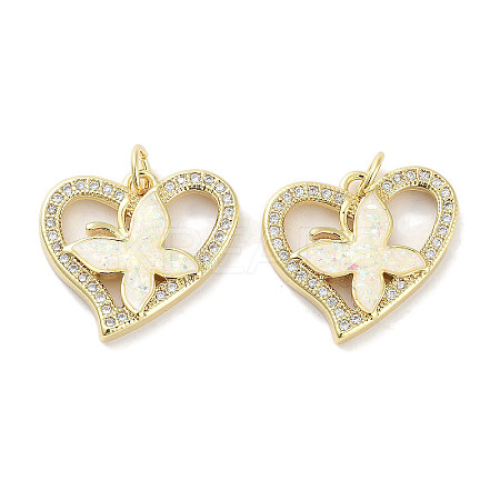 Brass Micro Pave Clear Cubic Zirconia Pendants KK-L213-018G-01-1