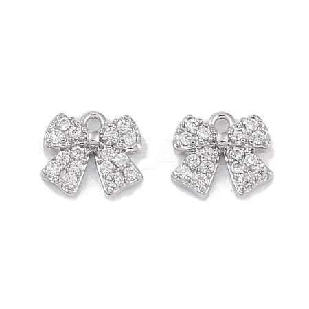 Brass Micro Pave Clear Cubic Zirconia Pendants KK-K351-46C-P-1