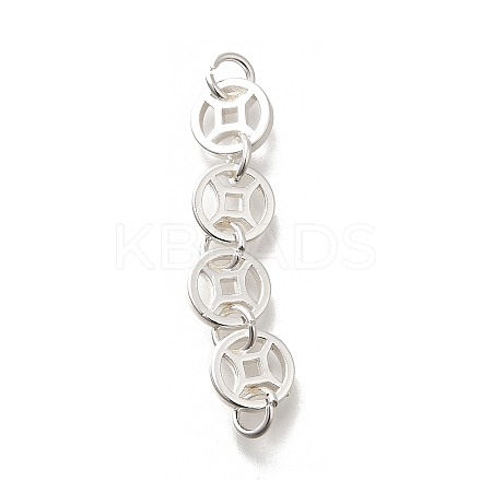 Brass 4 Coins Links Connector Charms KK-K378-68S-1