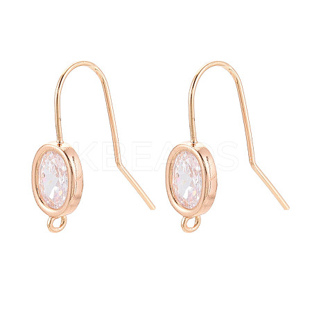 Brass Micro Pave Clear Cubic Zirconia Earring Hooks X-KK-N267-35G-1