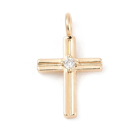 Brass Pave Clear Cubic Zirconia Pendants KK-Q096-07B-G-1