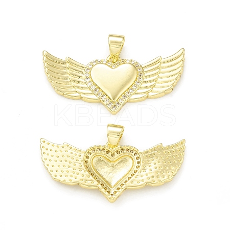 Rack Plating Brass Micro Pave Clear Cubic Zirconia Pendants KK-C011-29G-1