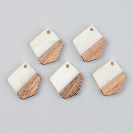 Opaque Resin & Walnut Wood Pendants RESI-S389-033A-C04-1