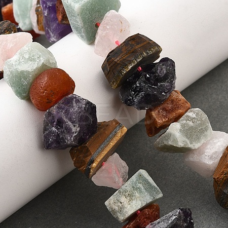 Natural Amethyst & Tiger Eye & Green Aventurine & Rose Quartz & Carnelian Beads Strands G-I283-F17-1