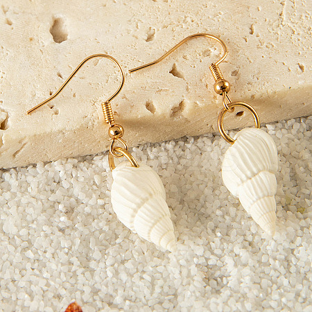 Alloy Natural Shell Dangle Earrings FS-WG3D07F-02-1