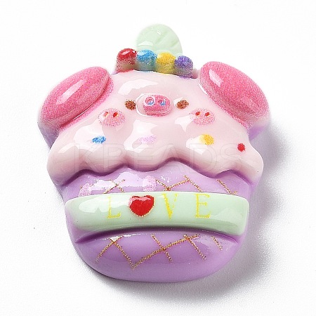 Pig Theme Opaque Resin Decoden Cabochons LS-RESI-I057-A03-1