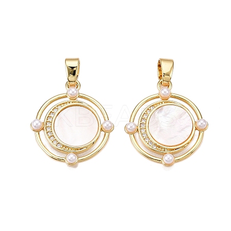 Brass Micro Pave Clear Cubic Zirconia Pendants KK-N254-190G-1