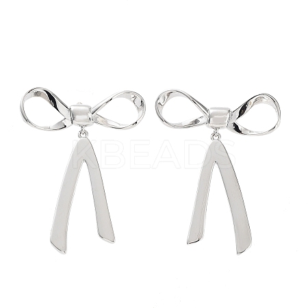 Bowknot Rack Plating Brass Studs Earrings for Women KK-Z038-23P-1