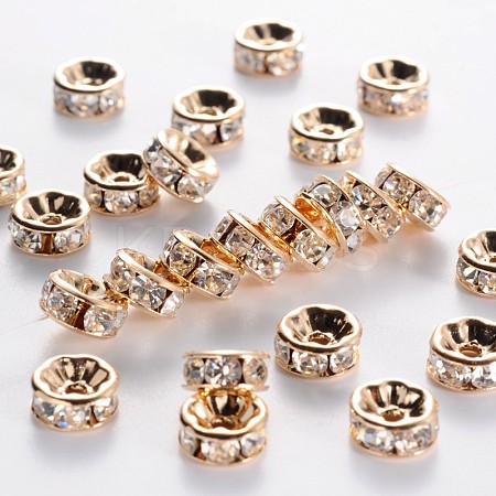 Brass Rhinestone Spacer Beads RB-A014-Z8mm-01LG-NF-1
