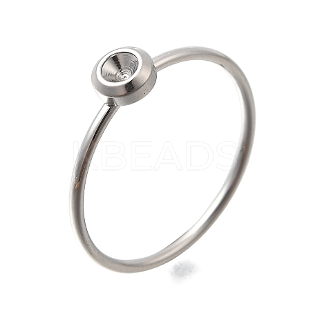 304 Stainless Steel Finger Ring Rhinestone Settings STAS-H237-01B-P-1