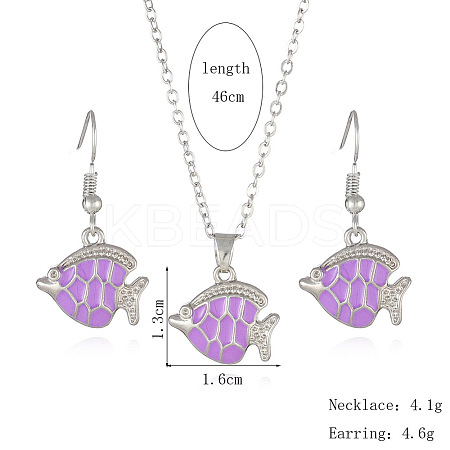 Alloy Enamel Pendant Necklaces & Dangle Earrings Sets FS-WGBC05C-01-1