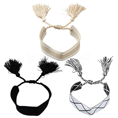 3Pcs 3 Colors Handmade Cotton Cord Braided Bracelets for Women BJEW-GO0002-01-1