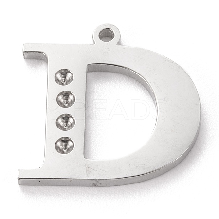 Tarnish Resistant 304 Stainless Steel Letter Pendant Rhinestone Settings STAS-J028-01D-1