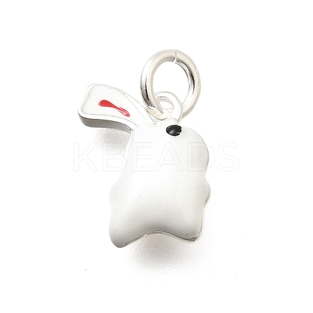 925 Sterling Silver White Enamel Charms STER-H116-01A-S-1