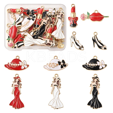 24Pcs 6 Styles Alloy Enamel Pendants ENAM-FS0002-70-1