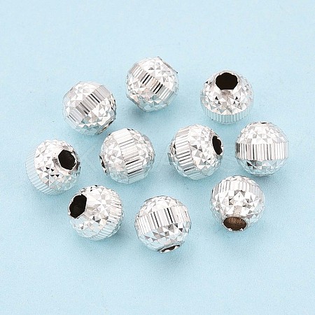 Textured 925 Sterling Silver Beads STER-T008-47S-1