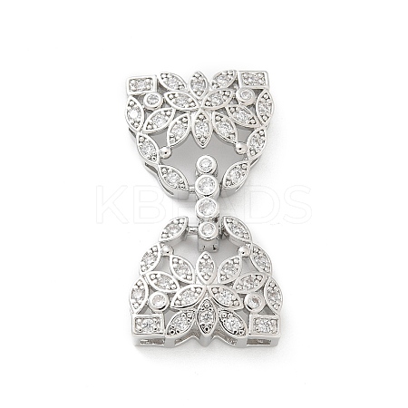 Brass Micro Pave Clear Cubic Zirconia Fold Over Clasps KK-Z083-04P-1