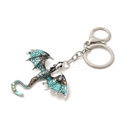 Dragon Alloy Rhinestone Pendant Keychains LS-KEYC-G065-01G-1