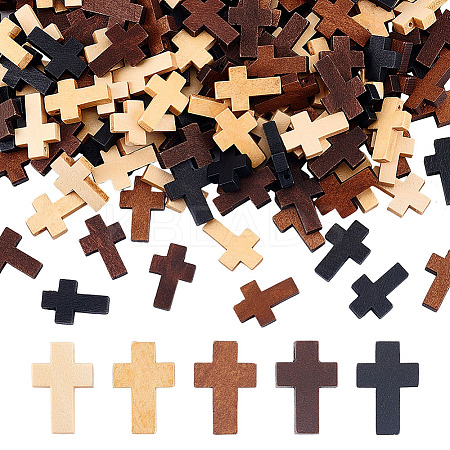 200Pcs 5 Colors Wooden Pendants WOOD-GO0001-19-1