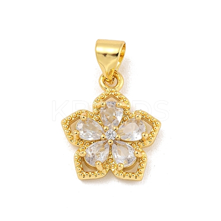 Rack Plating Brass Micro Pave Cubic Zirconia Pendants KK-G513-17G-1