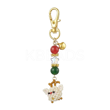 Christmas Santa Claus Handmade Glass Seed Beads Pendant Decorations HJEW-MZ00068-02-1