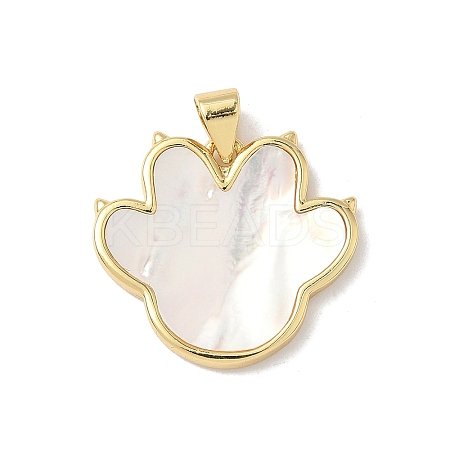 Brass Pave Natural Shell Pendants KK-L239-068G-1
