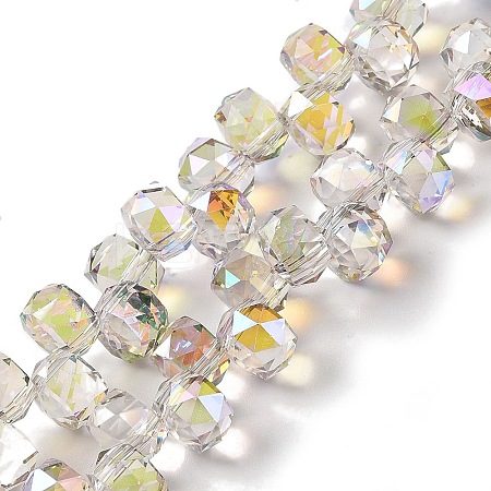 Half Rainbow Plated Electroplate Beads Strands EGLA-H104-09A-HR03-1