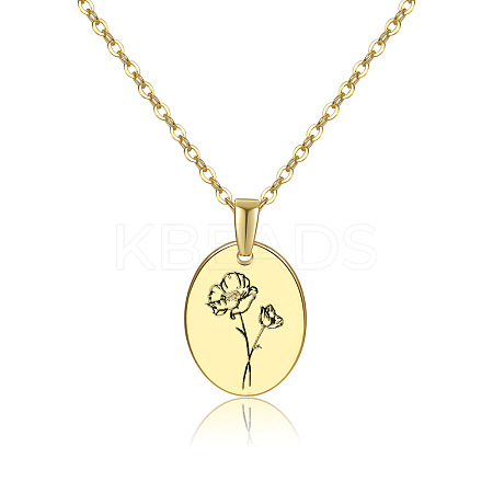 Brass Birth Month Flower Pendant Necklace HUDU-PW0001-034H-1-1