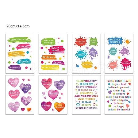8 Sheets 8 Styles PVC Waterproof Wall Stickers DIY-WH0345-030-1