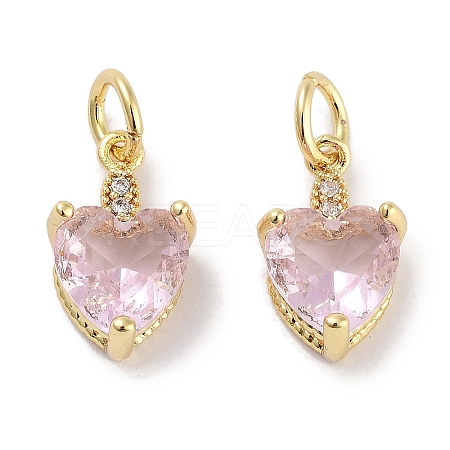 Brass Micro Pave Cubic Zirconia Charms KK-C051-05G-04-1