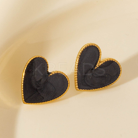 Fashionable 304 Stainless Steel Heart Stud Earrings JW1636-3-1