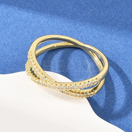 Brass Micro Pave Cubic Zirconia Finger Rings RJEW-D340-01G-06-1