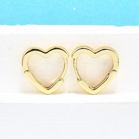 Heart Brass Hoop Earrings LS-EJEW-H157-05G-1