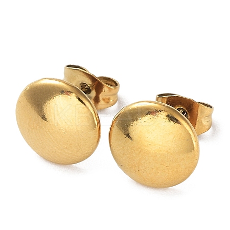 Ion Plating(IP) 304 Stainless Steel Flat Round Ear Studs for Women EJEW-P234-08G-1