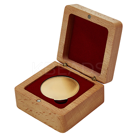 Square Beech Wooden Coin Storage Boxes CON-WH0099-61B-1