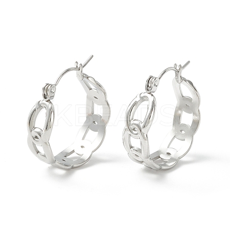 304 Stainless Steel Curb Chain Chunky Hoop Earrings for Women EJEW-P197-05P-1