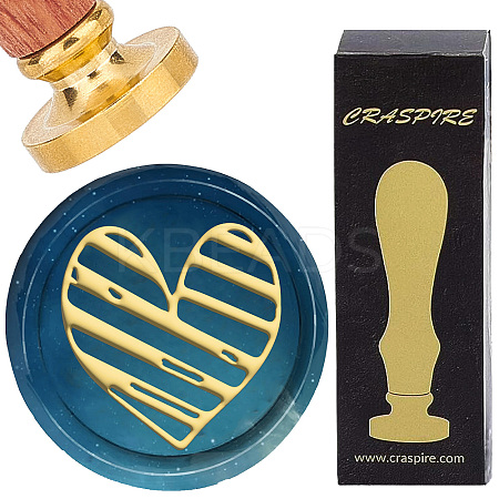 Brass Wax Seal Stamps with Wood Handle AJEW-WH0412-0233-1