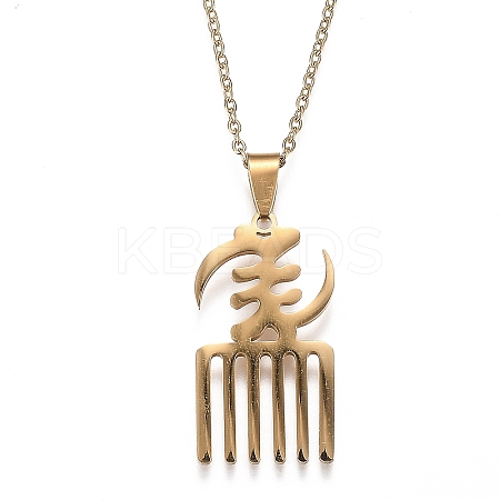 PVD Vacuum Plating 201 Stainless Steel Pendant Necklaces LS-NJEW-H208-01G-1